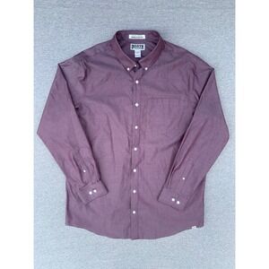 Duluth Trading Co Wrinklefighter Mens XL Tall Slim Fit Burgundy Button Down